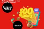 Concours « QuizUp » by Ooredoo Rechargez 500 DA et gagnez un chèque de 5 millions de dinars
